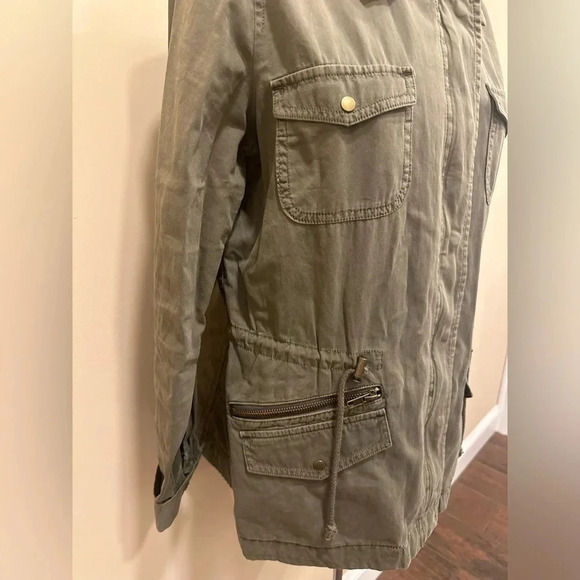 Maison Jules Olive Utility Cargo Military Anorak Jacket Size Large - Picture 6 of 8